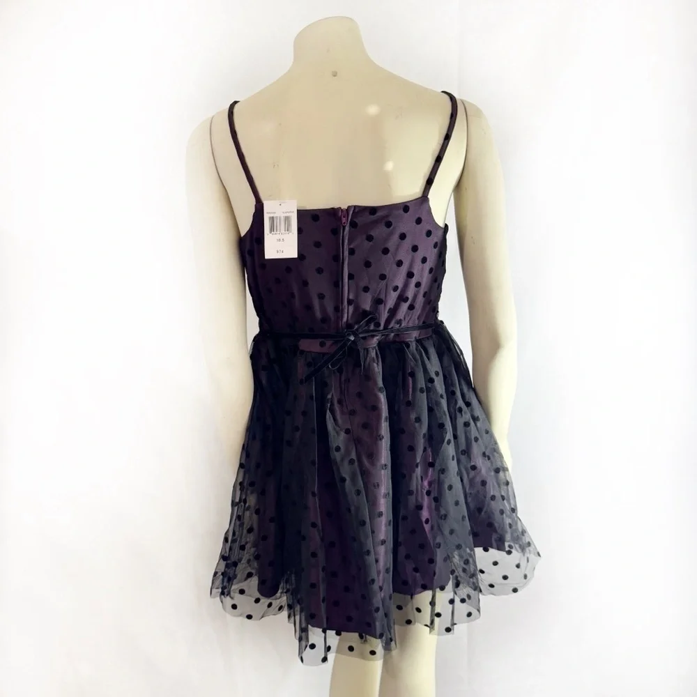 Tilt Girls polkadot tulle black and purple mini dress
